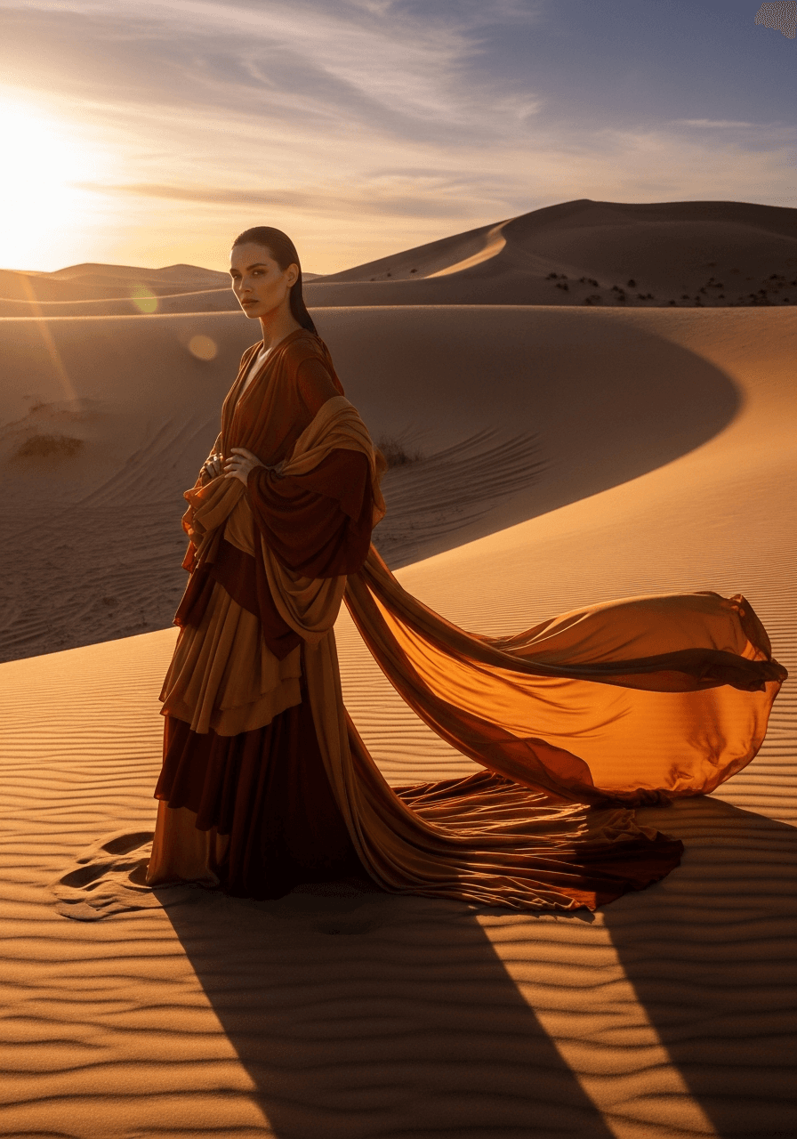 Editorial fashion portrait in the desert